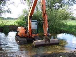 Excavator crossing Little Ouse
